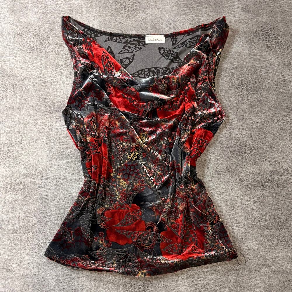 Romantic Floral Burnout Velvet Tank Top